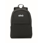 Laptop backpack in recycled materials with trolley strap, 15” black colour main view