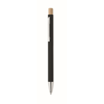 Recycled aluminium pen with bamboo click, blue ink black colour