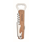 Bamboo bottle opener with dual openers, corkscrew, and cutter wood colour second main view