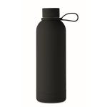 Recycled stainless steel thermal bottle with rubber finish, 500ml black colour fifth view