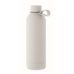 Recycled stainless steel thermal bottle with rubber finish, 500ml white colour