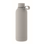 Recycled stainless steel thermal bottle with rubber finish, 500ml grey colour