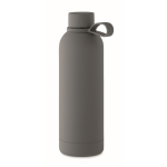 Recycled stainless steel thermal bottle with rubber finish, 500ml dark grey colour