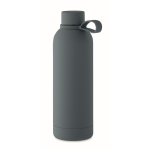 Recycled stainless steel thermal bottle with rubber finish, 500ml matt black colour