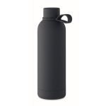 Recycled stainless steel thermal bottle with rubber finish, 500ml navy-blue colour