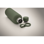 Recycled stainless steel thermal bottle with rubber finish, 500ml dark green colour third photographic view