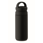 Small leak-proof stainless steel thermal bottle with handle, 320ml black colour