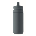 Small leak-proof stainless steel thermal bottle with handle, 320ml matt black colour sixth view