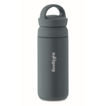 Small leak-proof stainless steel thermal bottle with handle, 320ml matt black colour main view