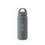 Small leak-proof stainless steel thermal bottle with handle, 320ml matt black colour view with print area