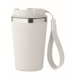 Stainless steel thermal cup with carry strap, 350ml white colour