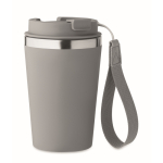 Stainless steel thermal cup with carry strap, 350ml dark grey colour