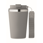 Stainless steel thermal cup with carry strap, 350ml dark grey colour fourth view