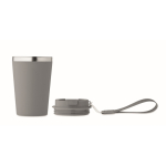 Stainless steel thermal cup with carry strap, 350ml dark grey colour sixth view