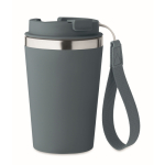 Stainless steel thermal cup with carry strap, 350ml matt black colour