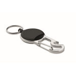 Retractable badge holder with keyring and bottle opener black colour