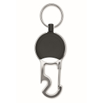 Retractable badge holder with keyring and bottle opener black colour fourth view