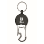 Retractable badge holder with keyring and bottle opener black colour main view