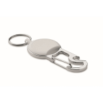 Retractable badge holder with keyring and bottle opener white colour fourth view