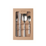 Stainless steel cutlery set for 4, 16 pieces matt silver colour view with print area