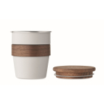 Stainless steel cup with removable wooden detail, 350ml white colour sixth view