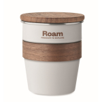 Stainless steel cup with removable wooden detail, 350ml white colour main view