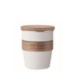 Stainless steel cup with removable wooden detail, 350ml white colour view with print area