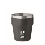 Stackable cup made of recycled stainless steel, 250ml black colour view with print area