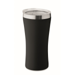 Recycled stainless steel thermal cup with clear lid, 160ml black colour