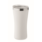 Recycled stainless steel thermal cup with clear lid, 160ml white colour