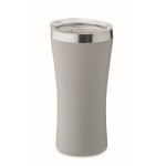 Recycled stainless steel thermal cup with clear lid, 160ml grey colour