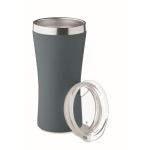 Recycled stainless steel thermal cup with clear lid, 160ml matt black colour second view