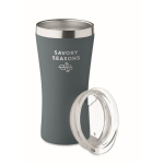 Recycled stainless steel thermal cup with clear lid, 160ml matt black colour second main view