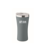 Recycled stainless steel thermal cup with clear lid, 160ml matt black colour view with print area