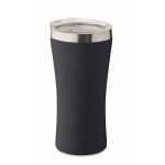 Recycled stainless steel thermal cup with clear lid, 160ml navy-blue colour