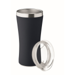 Recycled stainless steel thermal cup with clear lid, 160ml navy-blue colour second view