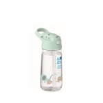 Children's Tritan bottle with straw and leak-proof lid, 450ml mint green colour view with print area