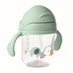 Tritan baby cup with straw and dual handles, 250ml mint green colour