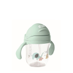 Tritan baby cup with straw and dual handles, 250ml mint green colour view with print area