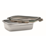 Recycled stainless steel lunchbox with 4 locks, 850ml transparent grey colour second view