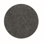 Circular coaster made from recycled felt dark grey colour second view