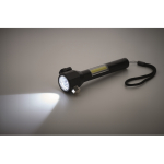 Emergency flashlight with hammer, cutter, and COB light black colour third photographic view