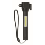 Emergency flashlight with hammer, cutter, and COB light black colour eighth view