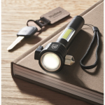 Emergency flashlight with hammer, cutter, and COB light black colour main ambient view