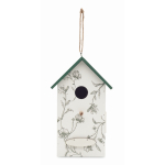 Hanging wooden birdhouse with floral print white colour fourth view