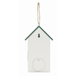 Hanging wooden birdhouse with floral print white colour fifth view