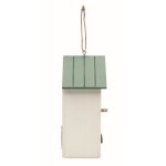 Hanging wooden birdhouse with floral print white colour sixth view