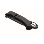 Folding aluminium knife with carabiner on top black colour fourth view