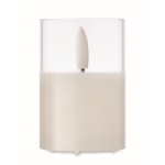 Small clear jar candle with LED light and realistic flame effect white colour fourth view