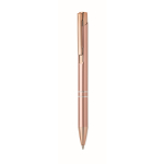 Recycled aluminium push pen with rose gold details, blue ink rose gold colour